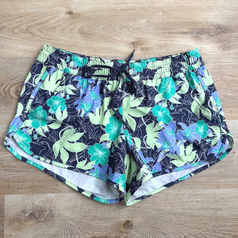 Columbia Navy/Green Sandy River Floral Shorts Womens L Outdoors Summer Gorpcore